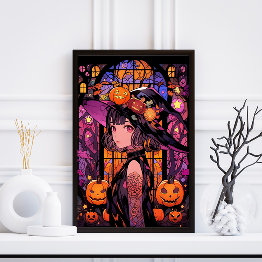 Saturn Stained Glass Halloween Poster
