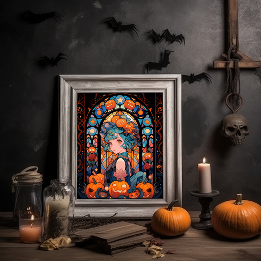 Mercury Stained Glass Halloween Poster