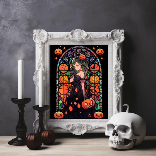 Pluto Stained Glass Halloween Poster