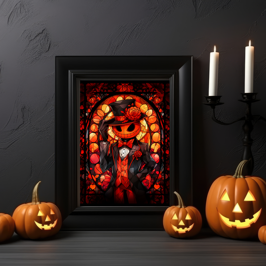 Tuxedo Mask Stained Glass Halloween Poster