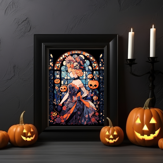Uranus Stained Glass Halloween Poster