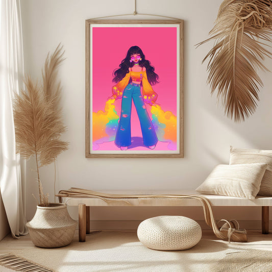 Mars Hippie 70's Poster