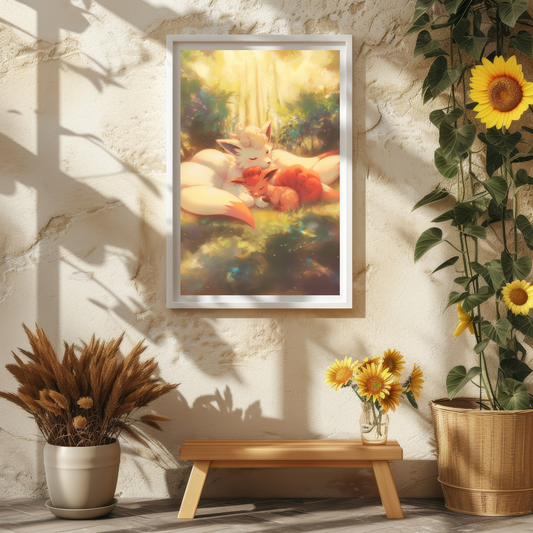 Pokemon Ninetales and Vulpix Poster