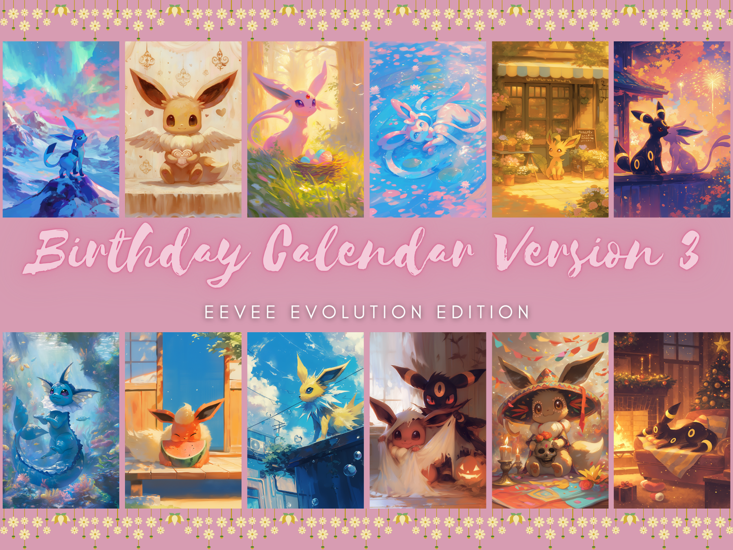 Pokemon Eevee Evolution Birthday Calendar
