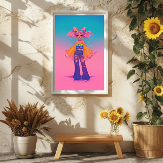 Chibi Moon Hippie 70's Poster