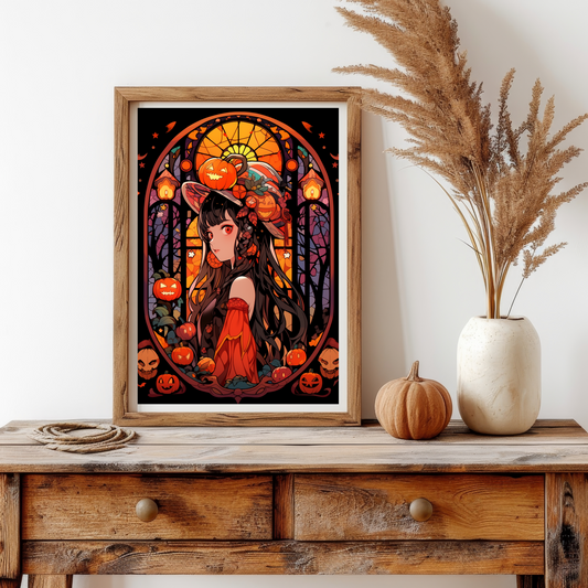Mars Stained Glass Halloween Poster