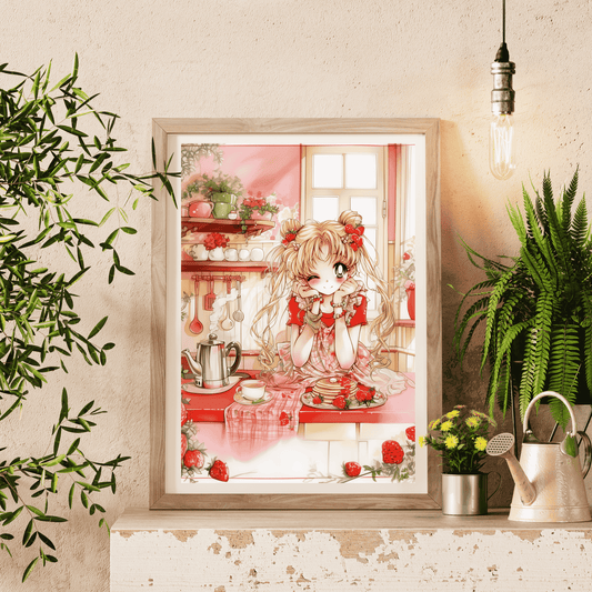 Usagi makes strawberry pancakes Poster