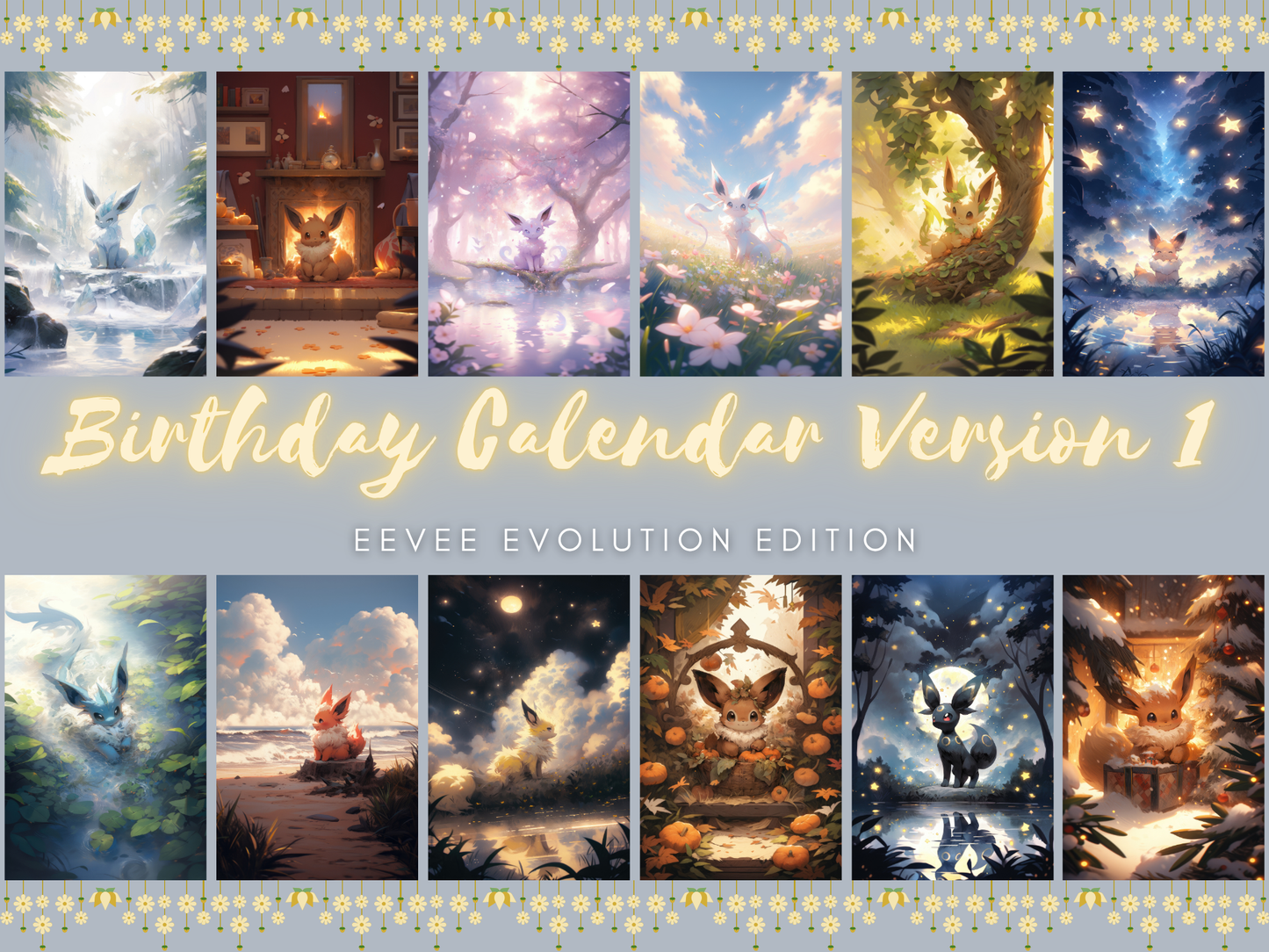 Pokemon Eevee Evolution Birthday Calendar