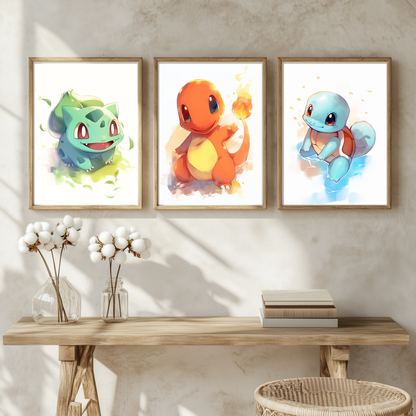 Starter Pokemon Poster Set