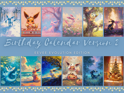 Pokemon Eevee Evolution Birthday Calendar