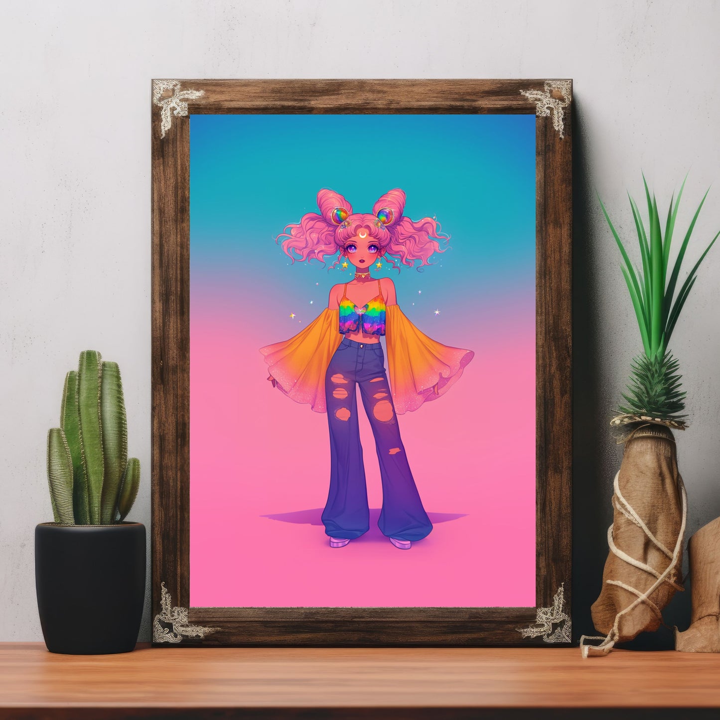 Chibi Moon Hippie 70's Poster