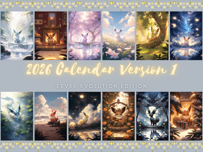 Pokemon Eevee Evolution Desk Calendar