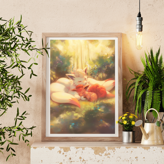 Pokemon Ninetales and Vulpix Poster