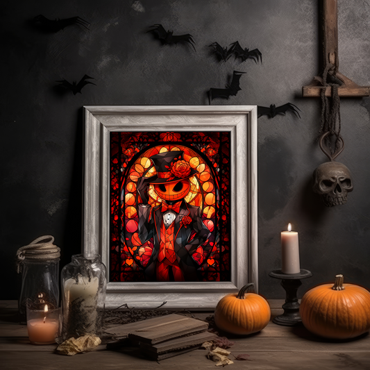 Tuxedo Mask Stained Glass Halloween Poster