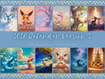 Pokemon Eevee Evolution Desk Calendar