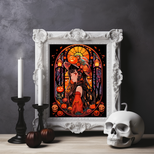 Mars Stained Glass Halloween Poster