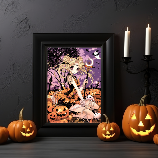 Vintage Moon Halloween Poster