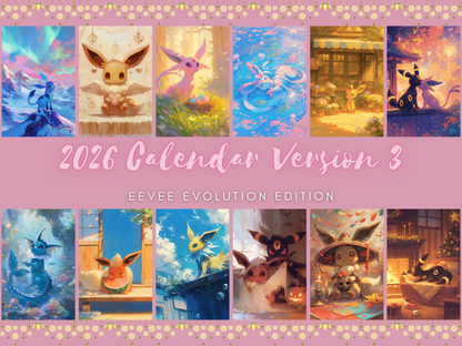 Pokemon Eevee Evolution Wall Calendar