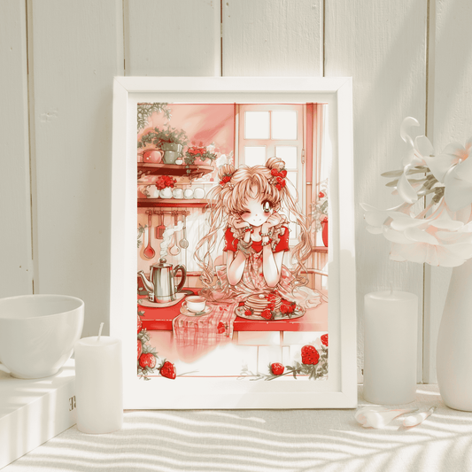 Usagi makes strawberry pancakes Poster